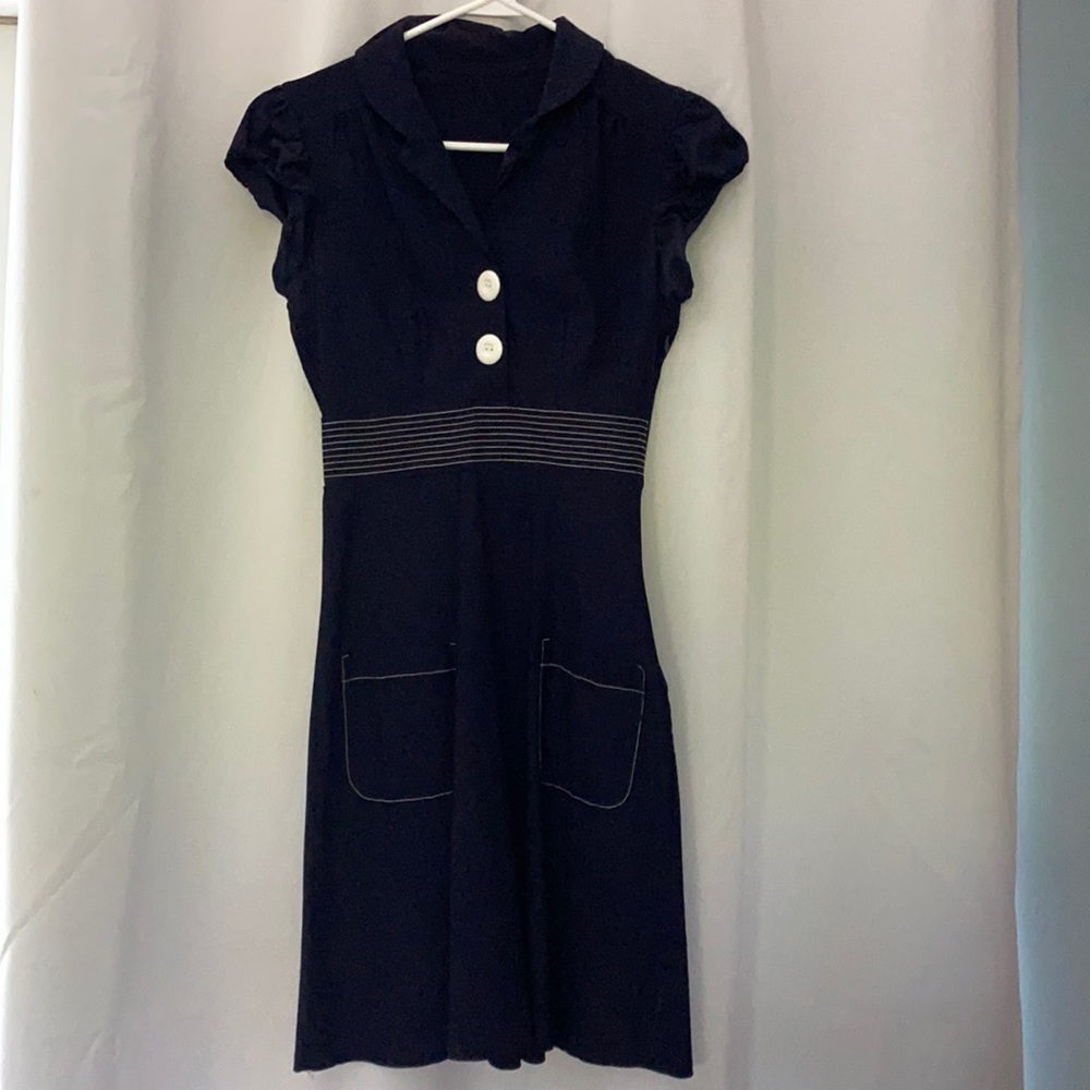 Navy blue white stitching